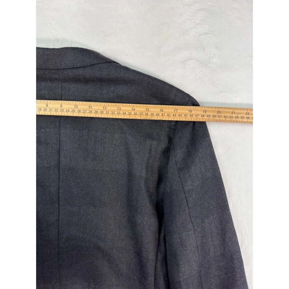 Z Zegna Mens 52L Charcoal Grey Wool Silk Herringbone Blazer Jacket Drop 8 Deco